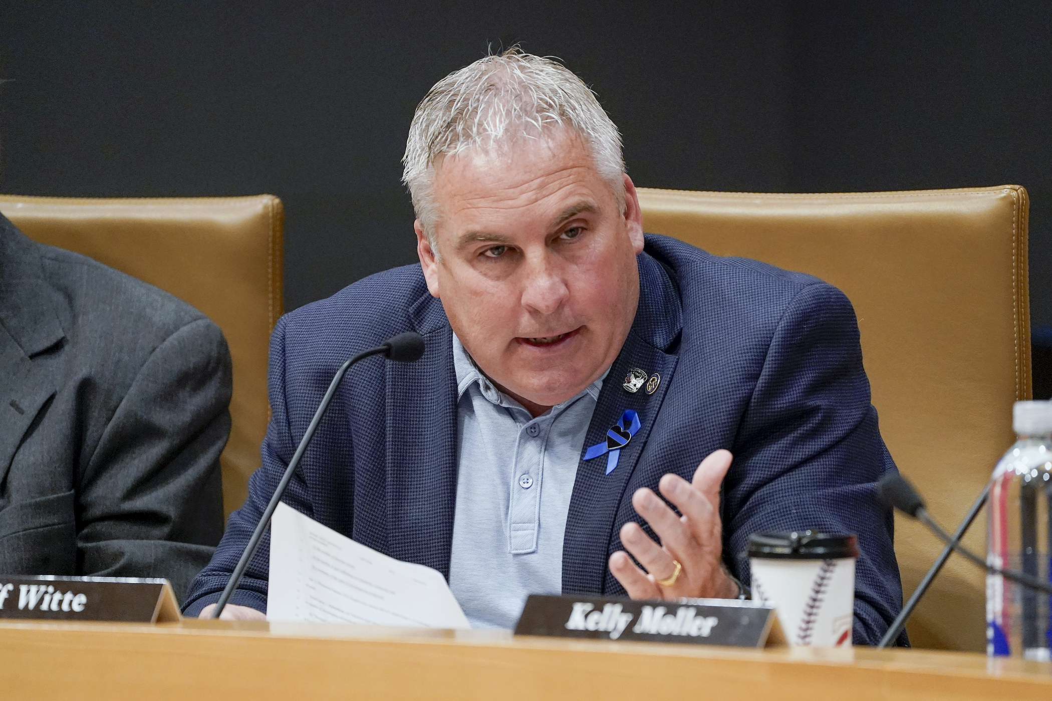 Rep. Jeff Witte presents an amendment during the conference committee on HF2609. (Photo by Michele Jokinen)